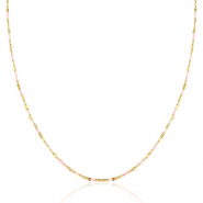 Kettingen van Stainless steel Roestvrij staal (RVS) Light pink multicolour-gold