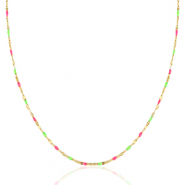 Kettingen van Stainless steel Roestvrij staal (RVS) Neon pink-green-gold