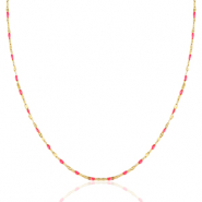 Kettingen van Stainless steel Roestvrij staal (RVS) Neon fuchsia pink-gold