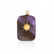 Bedels van Stainless steel Roestvrij staal (RVS) rechthoek zon Gold-purple