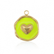 Bedels van Stainless steel Roestvrij staal (RVS) hart Gold-neon yellow