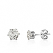 Oorbellen van Stainless steel Roestvrij staal (RVS) zirconia Silver