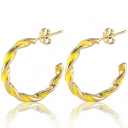 Oorbellen van Stainless steel Roestvrij staal (RVS) Neon yellow-gold