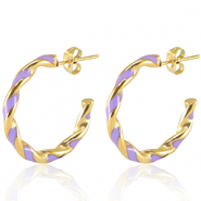 Oorbellen van Stainless steel Roestvrij staal (RVS) Lilac-gold