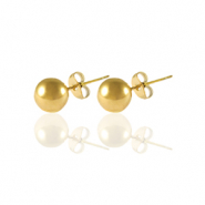 Oorbellen / oorstekers van Stainless steel Roestvrij staal (RVS) 4mm Goud