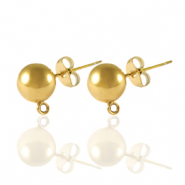 Oorbellen / oorstekers van Stainless steel Roestvrij staal (RVS) met oogje 6mm Goud