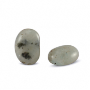 Kralen natuursteen kwarts ovaal Smokey grey
