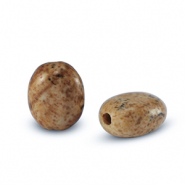 Kralen natuursteen dalmatian stone ovaal Acorn brown