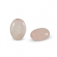 Kralen natuursteen rozenkwarts ovaal Pale pink