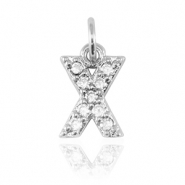 TQ metaal brass bedels initial X Silver