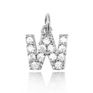 TQ metaal brass bedels initial W Silver