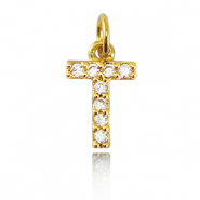 TQ metaal brass bedels initial T Gold