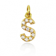 TQ metaal brass bedels initial S Gold