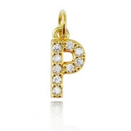 TQ metaal brass bedels initial P Gold