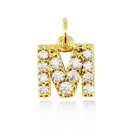 TQ metaal brass bedels initial M Gold
