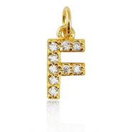 TQ metaal brass bedels initial F Gold