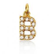 TQ metaal brass bedels initial B Gold