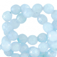 8 mm kralen natuursteen Jade facet geslepen Powder blue