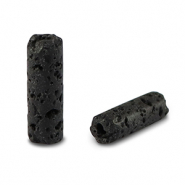 Kralen natuursteen vulkanisch gesteente tubes Black