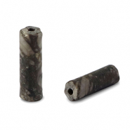 Kralen natuursteen fossiel gesteente tubes Grey-black