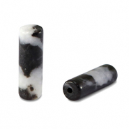 Kralen natuursteen jaspis tubes Black-white