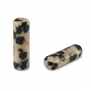 Kralen natuursteen dalmation stone tubes Greige