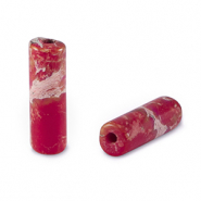 Kralen natuursteen tubes Red-orange