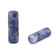 Kralen natuursteen sodaliet en microklien tubes Blue-white