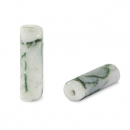Kralen natuursteen agaat tubes Green-white