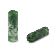 Kralen natuursteen skarn tubes Green-white