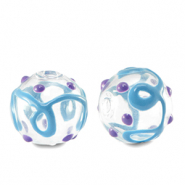Glas kralen handgeschilderd Transparent-blue purple