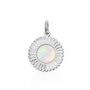 Bedels van Stainless steel Roestvrij staal (RVS) shell 12mm Silver-white (natuurlijke kleur)