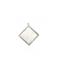 Bedels van Stainless steel Roestvrij staal (RVS) shell rhombus Silver-white (natuurlijke kleur)