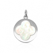 Bedels van Stainless steel Roestvrij staal (RVS) shell clover Silver-white (natuurlijke kleur)