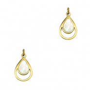 Bedels van Stainless steel Roestvrij staal (RVS) shell drop Gold-white (natuurlijke kleur)
