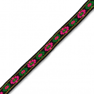 Lint met bloemetjes Black-green-pink