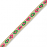 Lint met bloemetjes Beige-green-pink