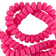 Polymeer kraal rondellen 7mm Neon pink