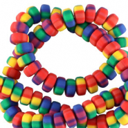 Polymeer kraal rondellen 7mm Multicolour rainbow
