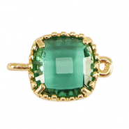 Crystal glas tussenstukken square Emerald green-gold