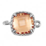 Crystal glas tussenstukken square Peachy rose-silver