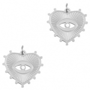 Bedels van Stainless steel Roestvrij staal (RVS) eye of providence heart Silver
