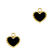 Bedels van Stainless steel Roestvrij staal (RVS) heart Gold-black