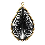 Gehaakte hangers met macram&eacute; draad druppel Gold-black