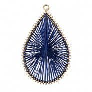 Gehaakte hangers met macram&eacute; draad druppel Dark blue