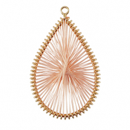 Gehaakte hangers met macram&eacute; draad druppel Gold-pink