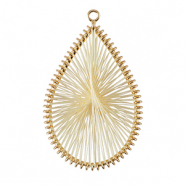 Gehaakte hangers met macram&eacute; draad druppel Gold-off white