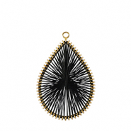 Gehaakte hangers met macram&eacute; draad druppel Gold-black