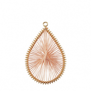 Gehaakte hangers met macram&eacute; draad druppel Gold-pink