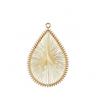 Gehaakte hangers met macram&eacute; draad druppel Gold-off white